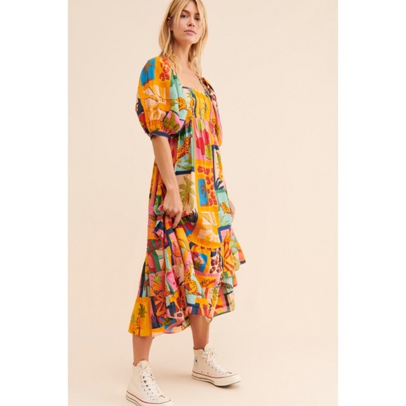 ‼️NOT FOR SALE‼️Anthropologie Farm Rio Tropical Collage Midi Dress